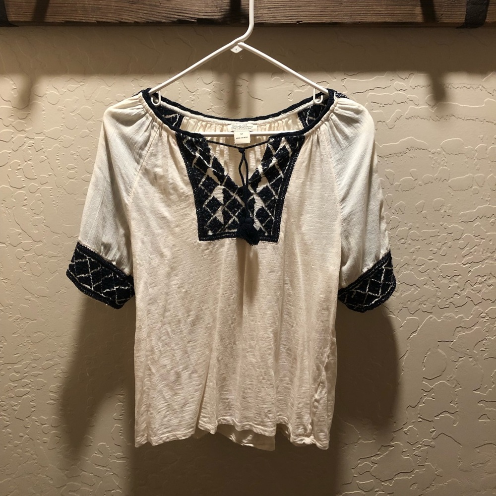 Embroidered Cream and Black Women's Top